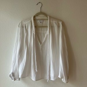 White Gauzey Long Sleeve Blouse